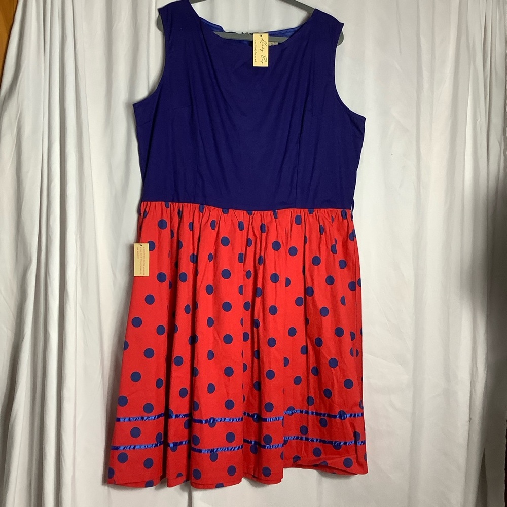 Lindy Bop Dress in Red and Blue NWT